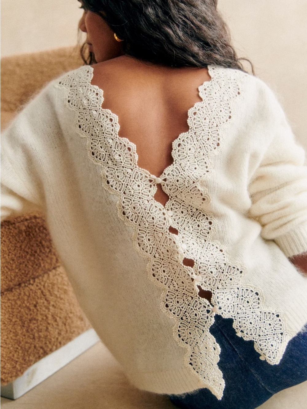NWT Sézane Astride Jumper in Ecru